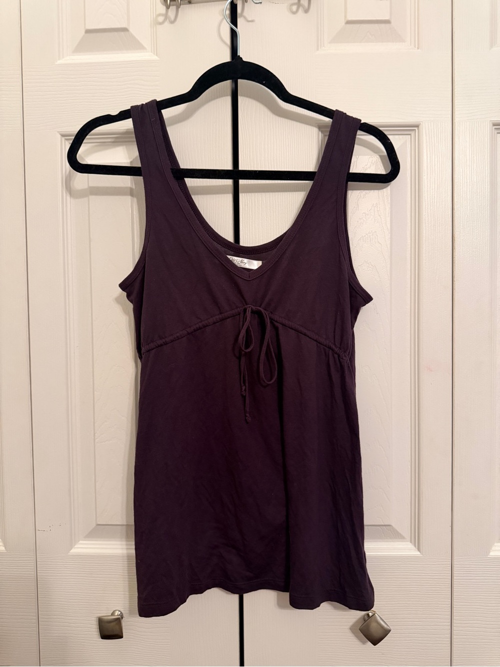 Old Navy Purple Plum Tie Front Babydoll Tank Top Empire Waist